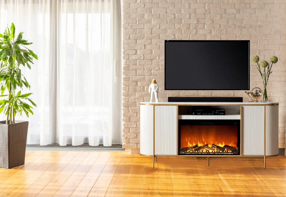 white modern electric fireplace