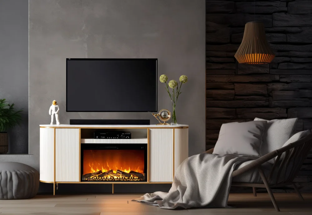 white modern electric fireplace